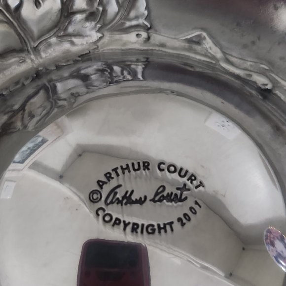 Stunning Silver Arthur Court Grapes And Grape Leaves Chip And Dip Bowl - Picture 5 of 10